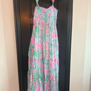 Lilly Pulitzer Pink and Green Pleated Sundress